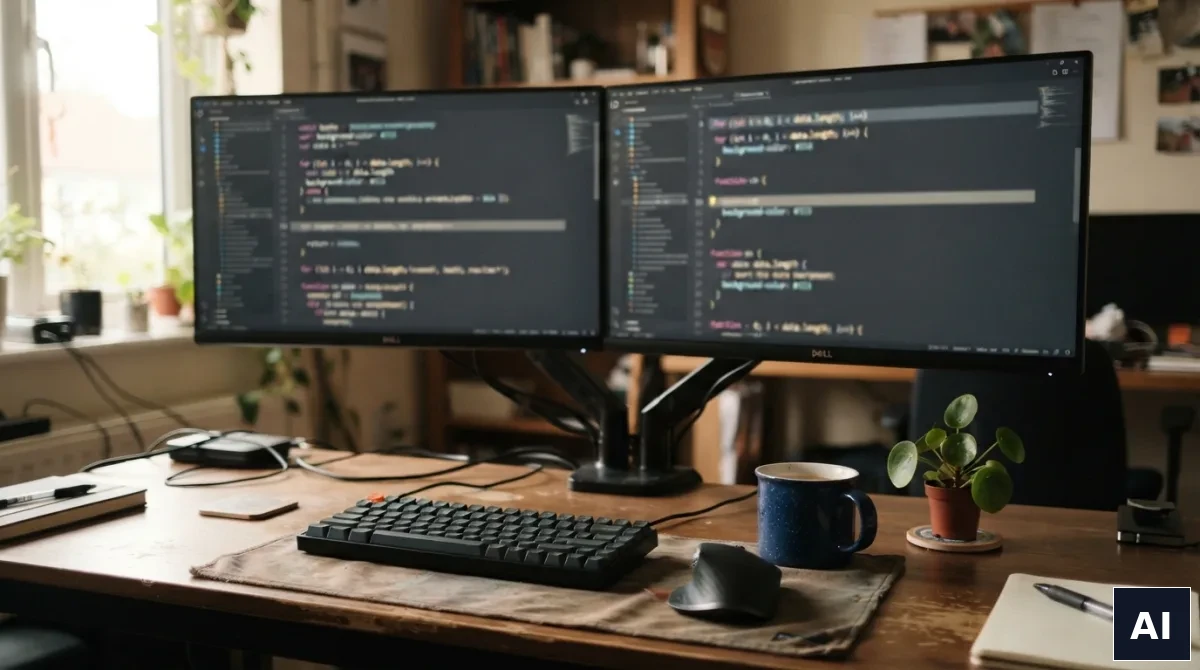 Programista sprawdza kod strony przed uruchomieniem skryptów